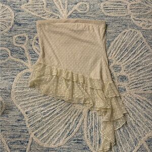 Cream polka dot fishtail ruffle top #polkadot #y2k